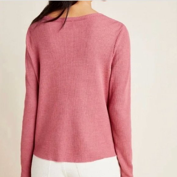 ANTHROPOLOGIE T.La BERRY NADIA CUT OUT THERMAL WAFFLE TUNIC TOP - Picture 2 of 3